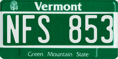 VT license plate NFS853
