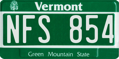 VT license plate NFS854