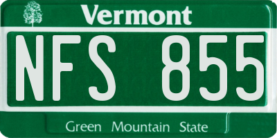 VT license plate NFS855