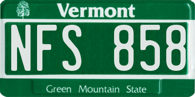 VT license plate NFS858