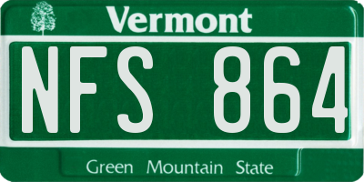 VT license plate NFS864