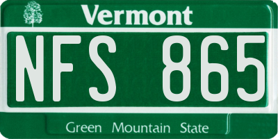 VT license plate NFS865