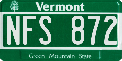 VT license plate NFS872