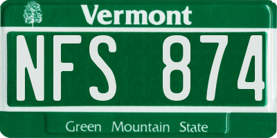 VT license plate NFS874