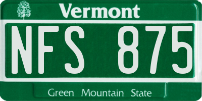 VT license plate NFS875