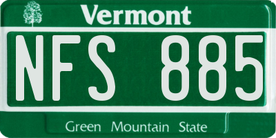 VT license plate NFS885