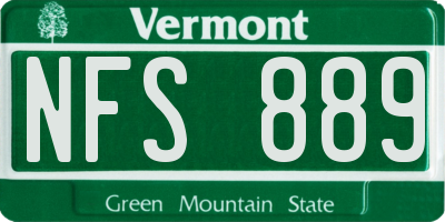 VT license plate NFS889