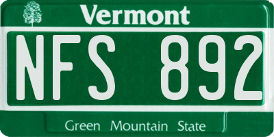 VT license plate NFS892