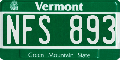 VT license plate NFS893