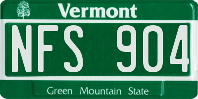 VT license plate NFS904