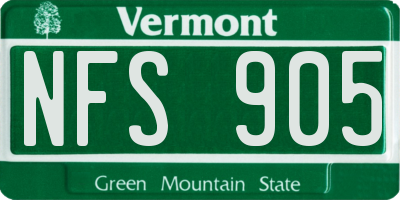 VT license plate NFS905