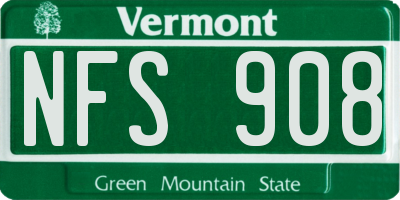 VT license plate NFS908