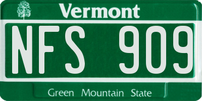 VT license plate NFS909