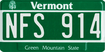 VT license plate NFS914