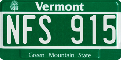 VT license plate NFS915