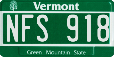 VT license plate NFS918