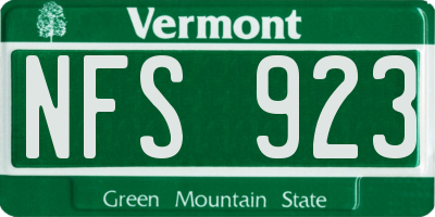 VT license plate NFS923