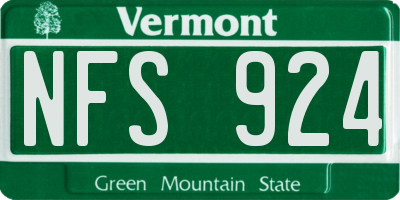 VT license plate NFS924