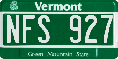 VT license plate NFS927
