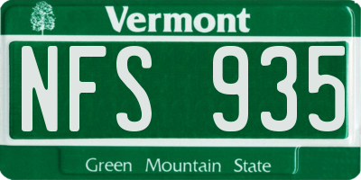 VT license plate NFS935