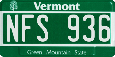 VT license plate NFS936