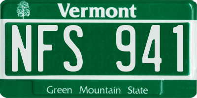 VT license plate NFS941