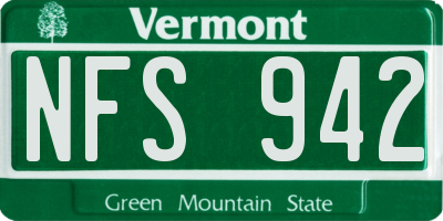 VT license plate NFS942