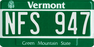 VT license plate NFS947