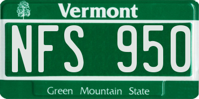 VT license plate NFS950