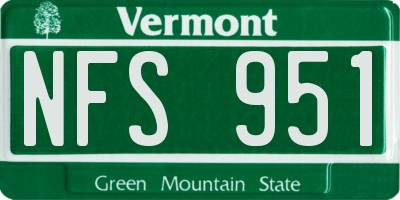 VT license plate NFS951