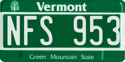VT license plate NFS953