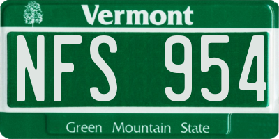 VT license plate NFS954