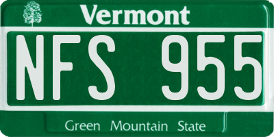 VT license plate NFS955