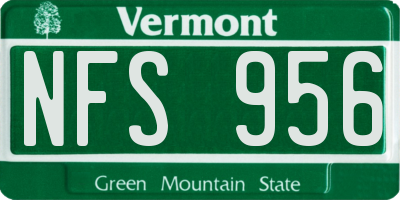 VT license plate NFS956