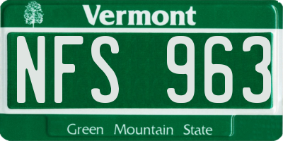 VT license plate NFS963