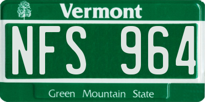 VT license plate NFS964