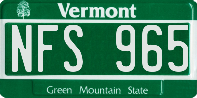 VT license plate NFS965