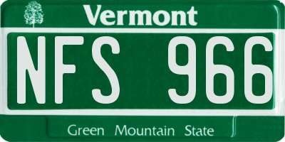 VT license plate NFS966