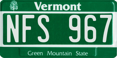 VT license plate NFS967