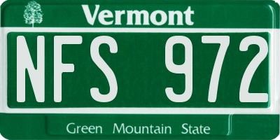 VT license plate NFS972