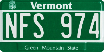 VT license plate NFS974