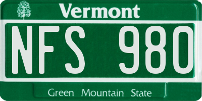 VT license plate NFS980