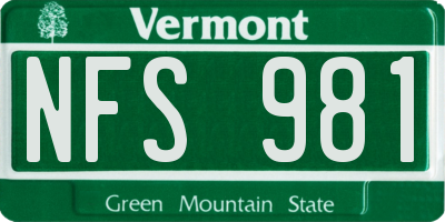 VT license plate NFS981