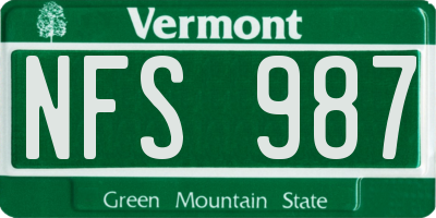 VT license plate NFS987