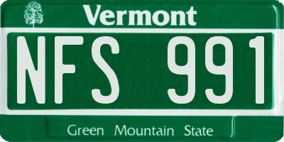 VT license plate NFS991