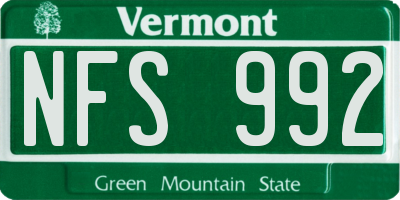 VT license plate NFS992