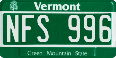 VT license plate NFS996