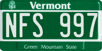 VT license plate NFS997