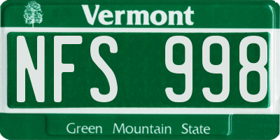 VT license plate NFS998