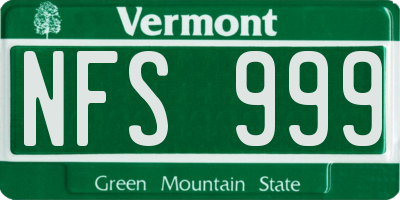 VT license plate NFS999